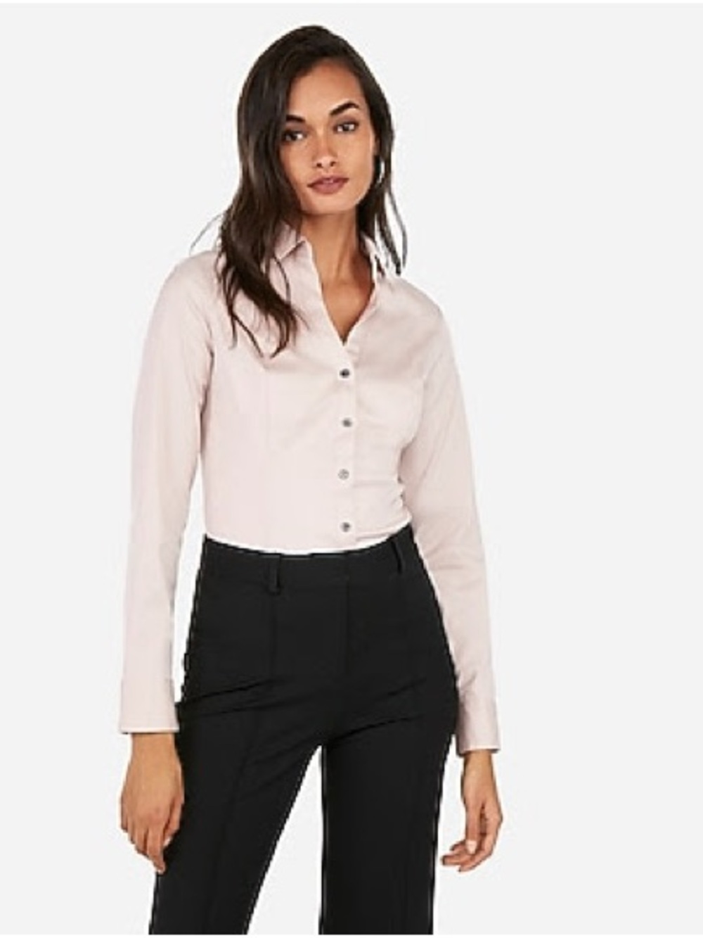 Express Women's Light Pink original essentials Button-Down Shirt - size small